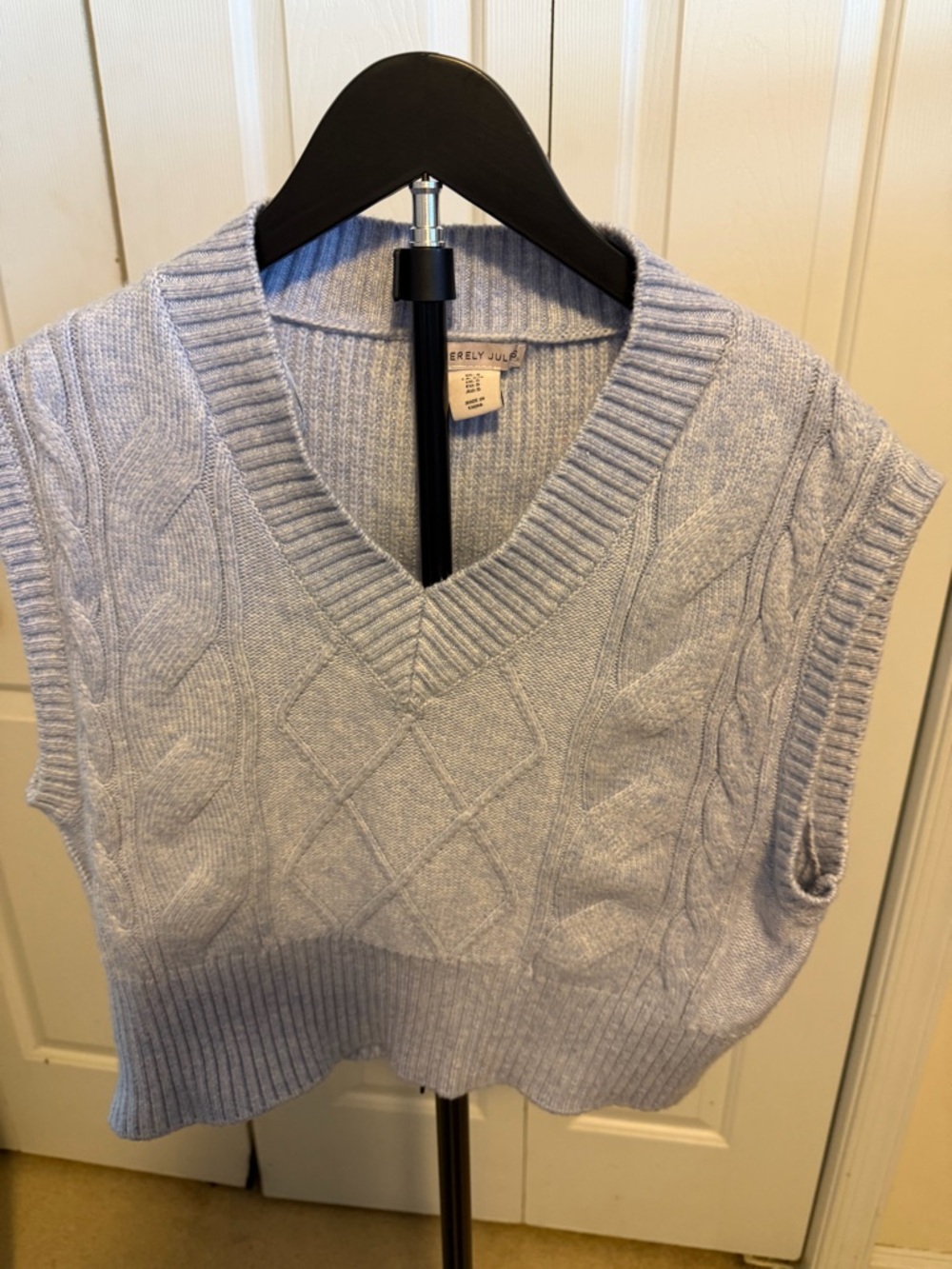 Sincerly Jules Lavender Cable Knit V-Neck Sweater Vest